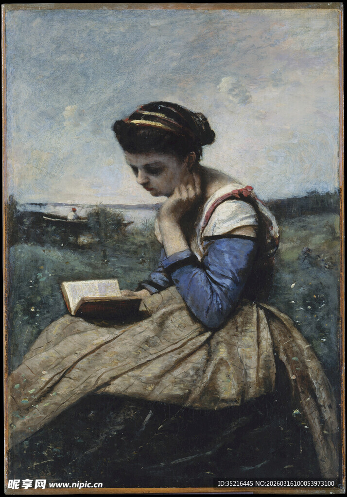 阅读的乡村少女