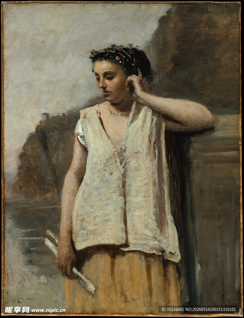 古典装扮女子的优雅姿态