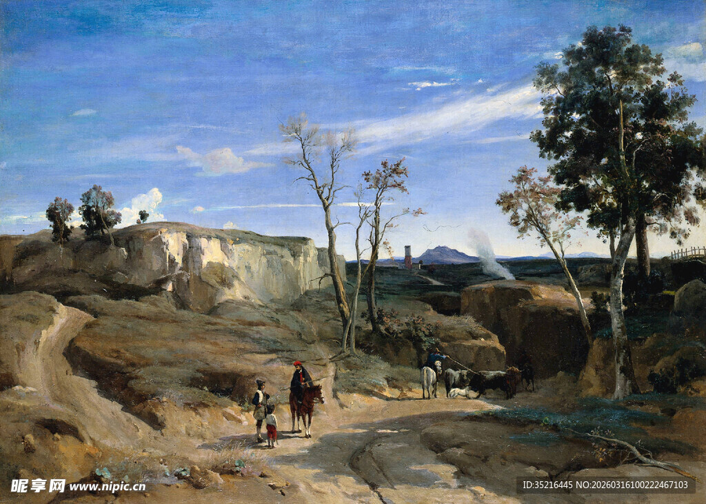 乡村风景中的人物活动画面