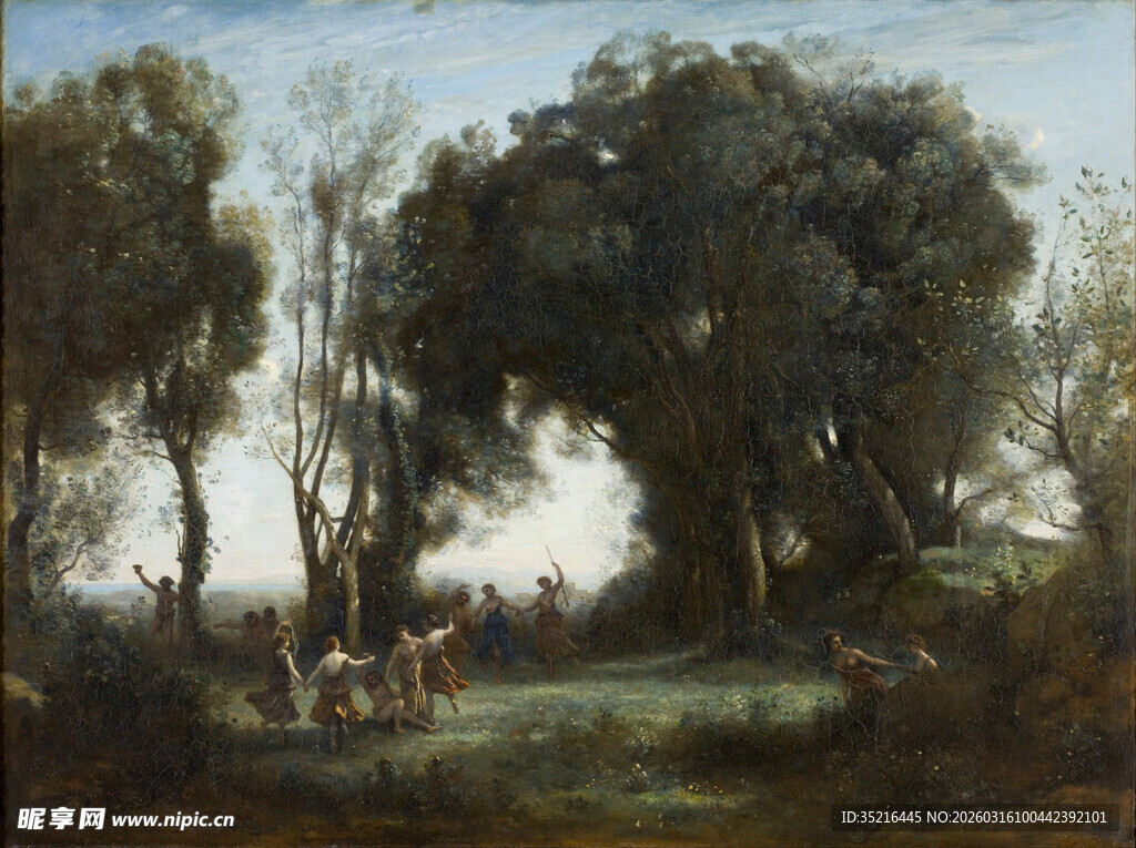 乡村林间风景油画