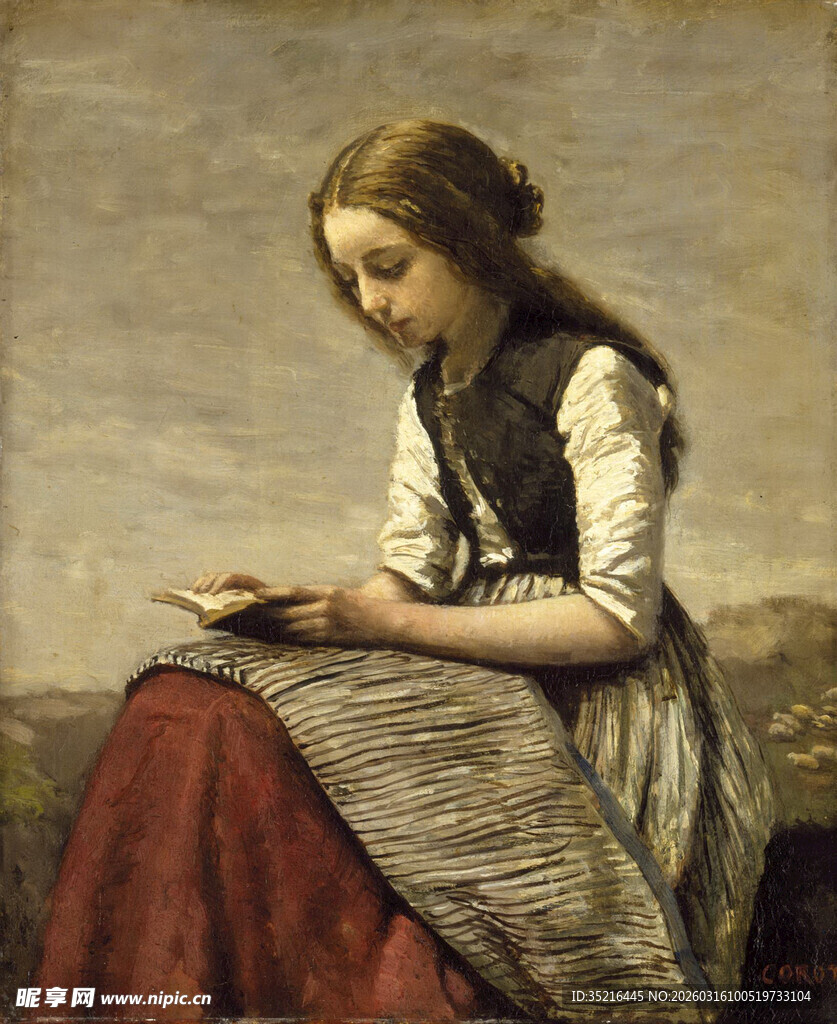 专注缝纫的古典女子