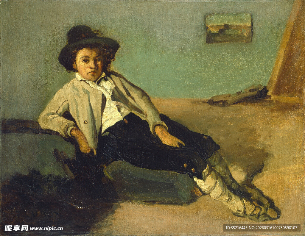 坐着休息的男孩