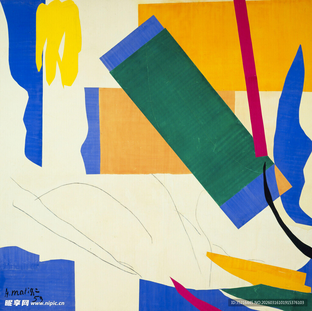 抽象多彩几何色块艺术画