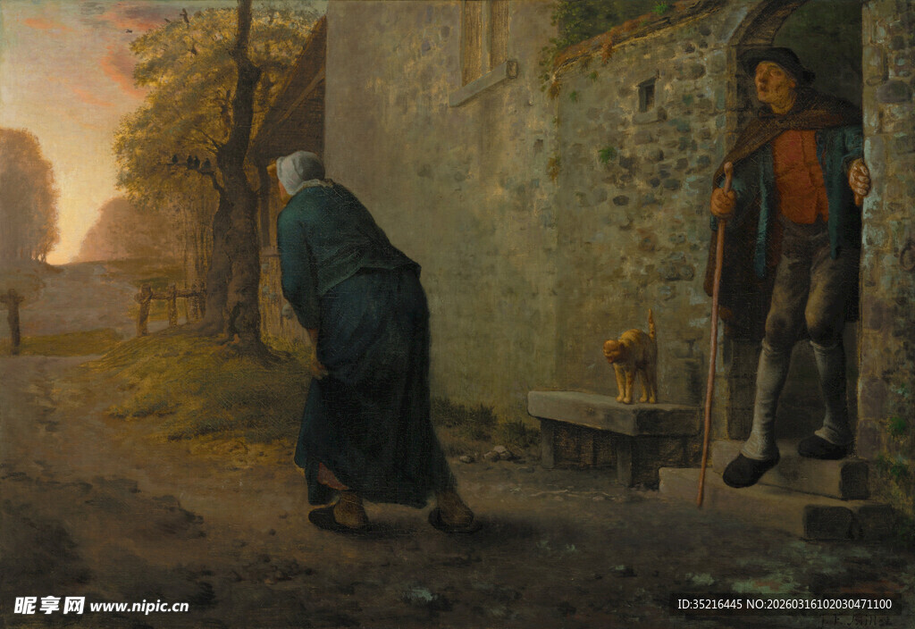 老妇与街头艺人的一幕