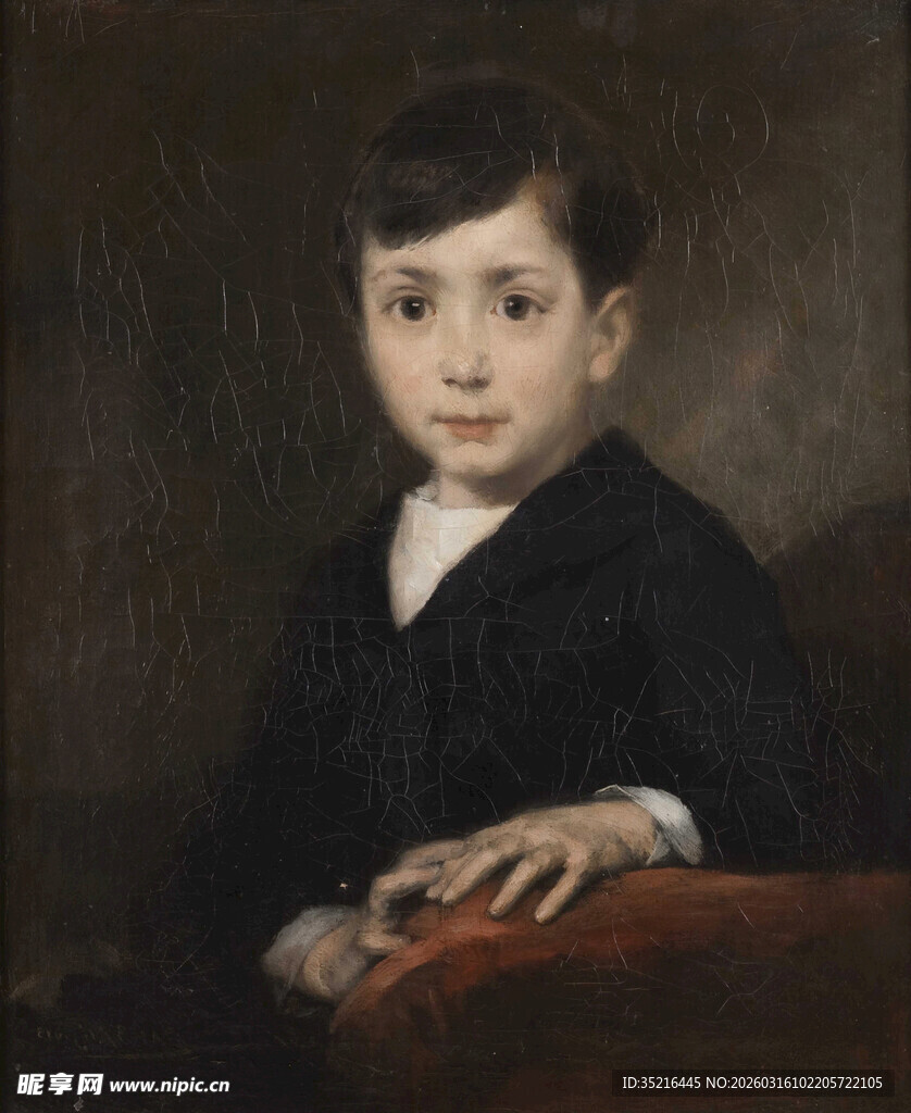 男孩肖像油画