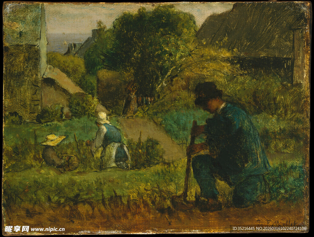 田园劳作场景油画