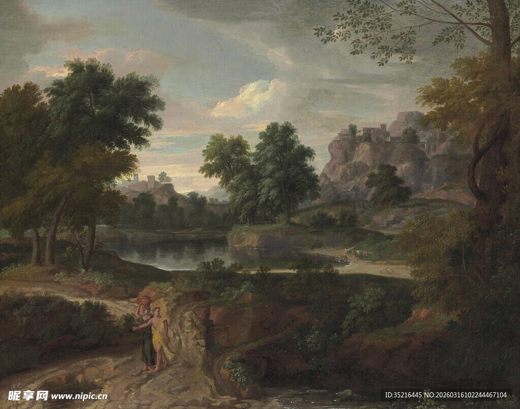 田园风光油画风景图