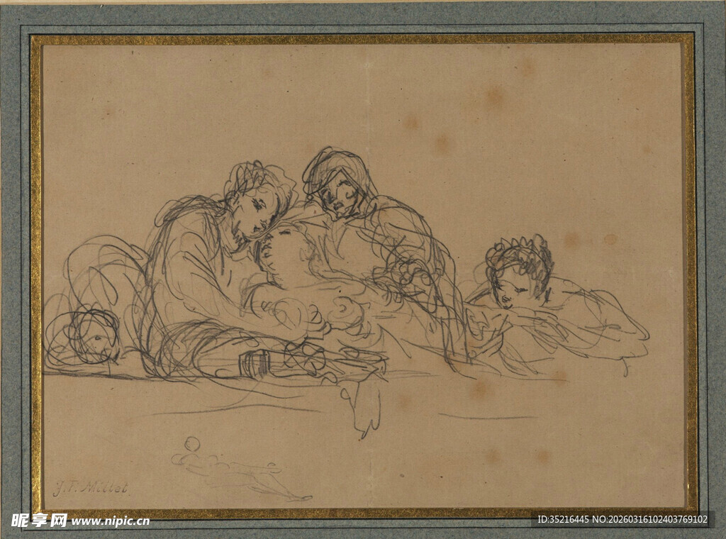 古典人物素描画作