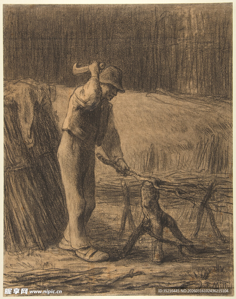 伐木工人劳作场景