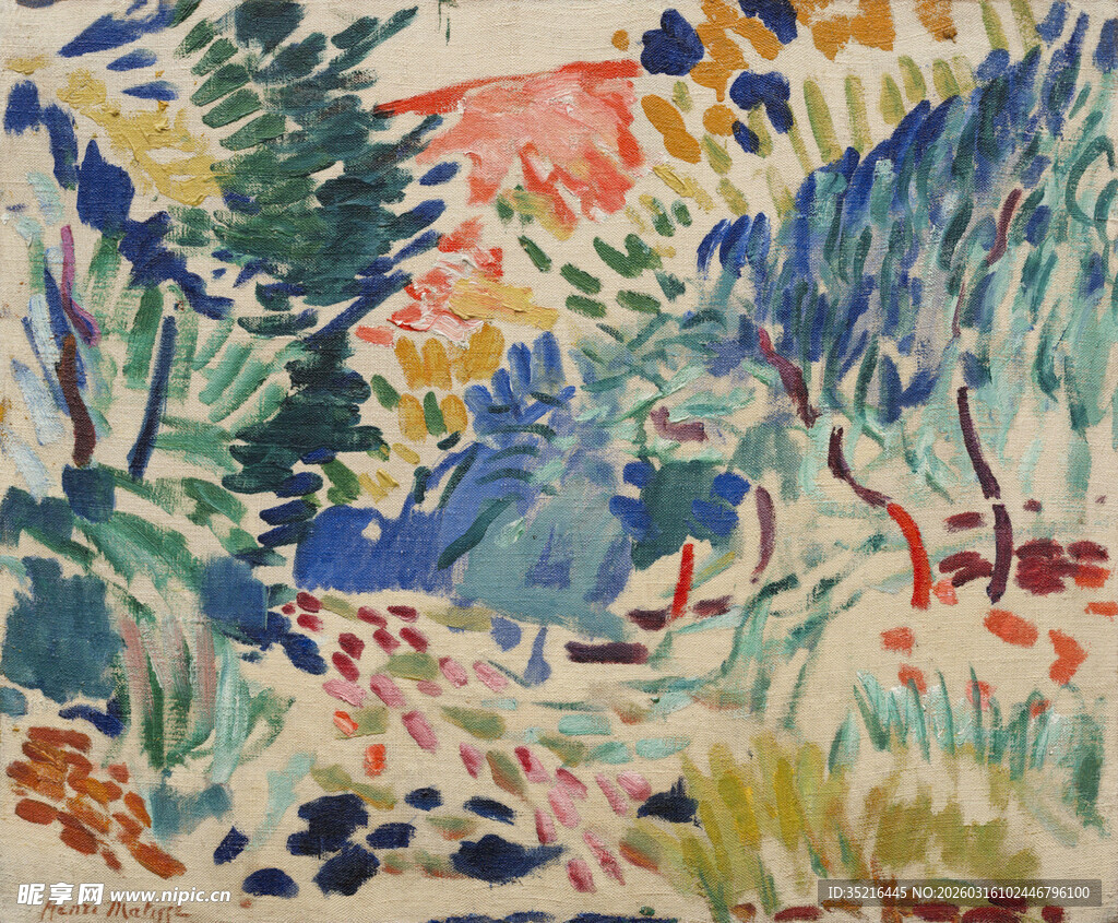 缤纷树林风景油画