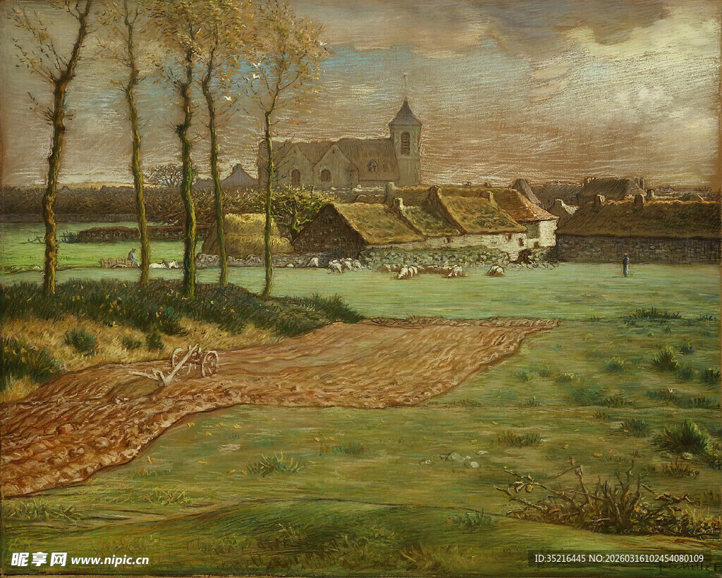 乡村田园风景油画