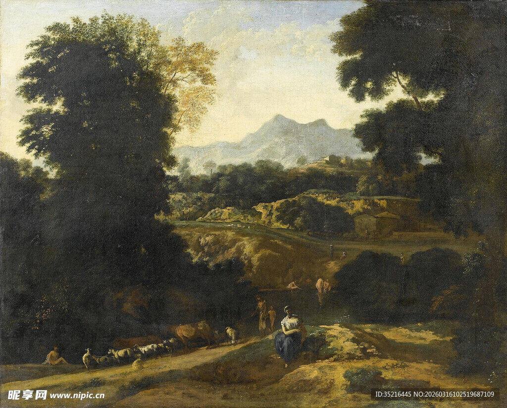 田园风光油画作品