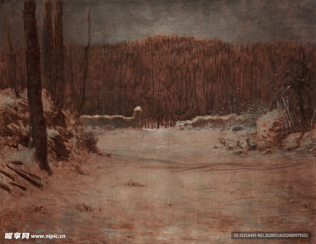 冬日荒野溪流景象