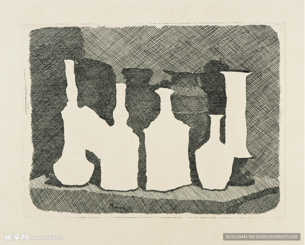 简约瓶罐黑白艺术图案