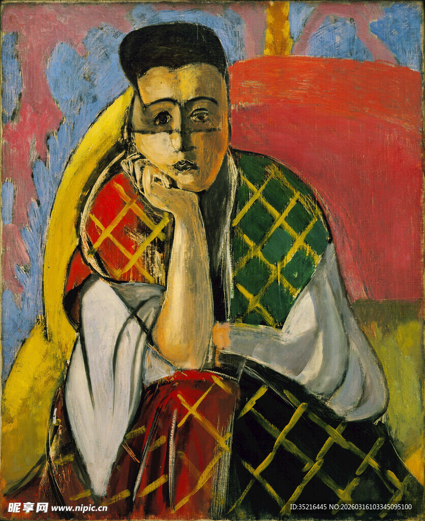 抽象风格人物坐姿画像