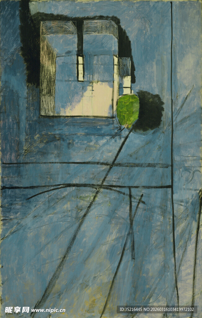 蓝色调室内窗外风景画面