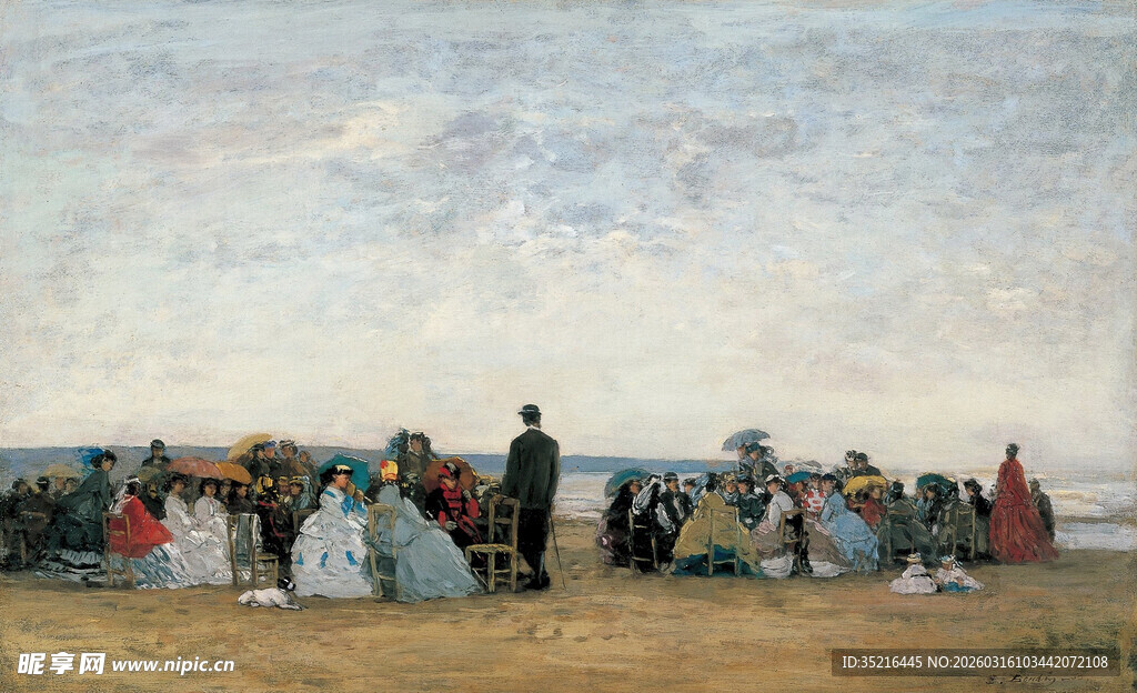 海边人群聚会场景