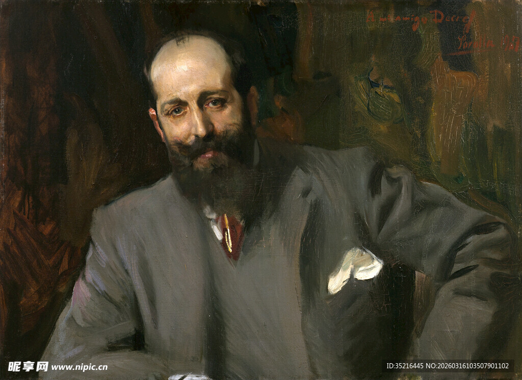 身着西装的留须男士肖像