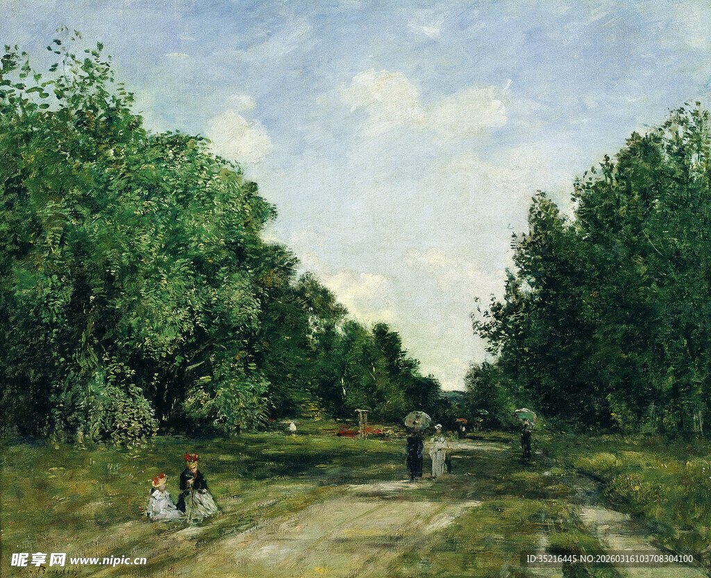 乡村林间小道上的行人