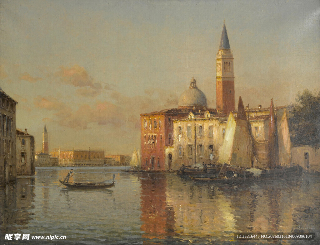 威尼斯水城风景油画