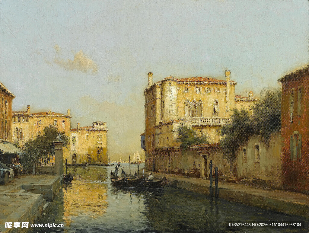 威尼斯运河边的古朴景致