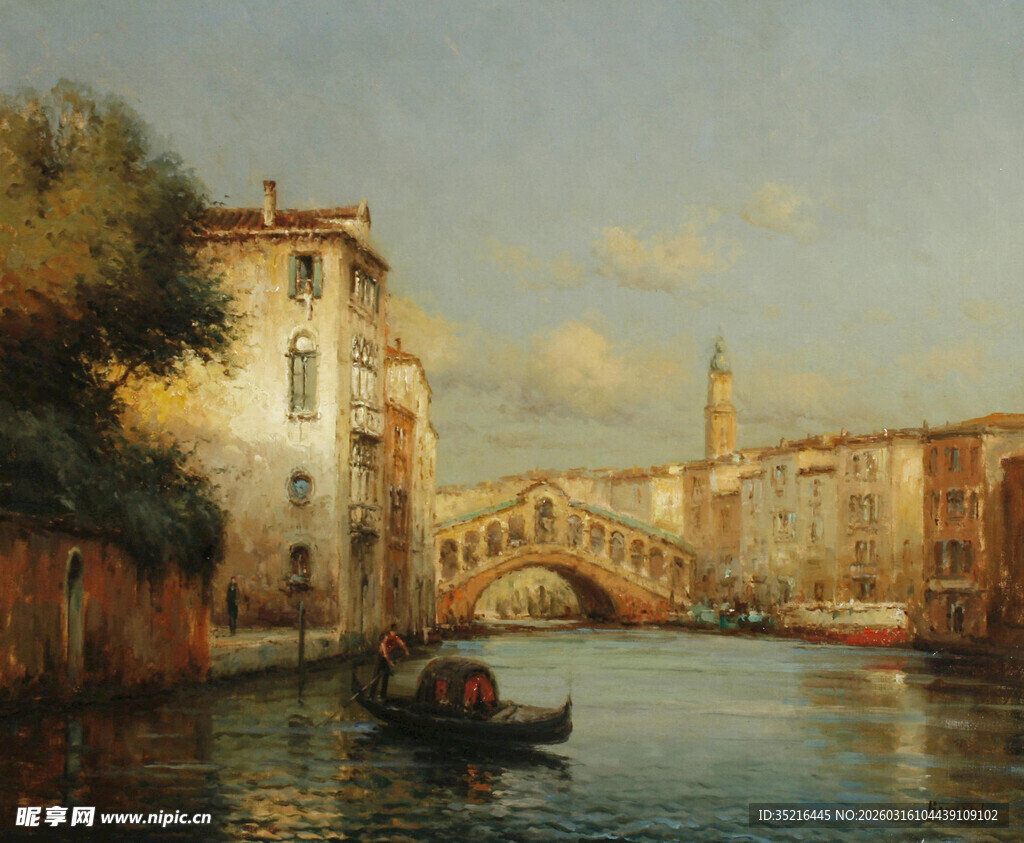 威尼斯河畔的古典风景