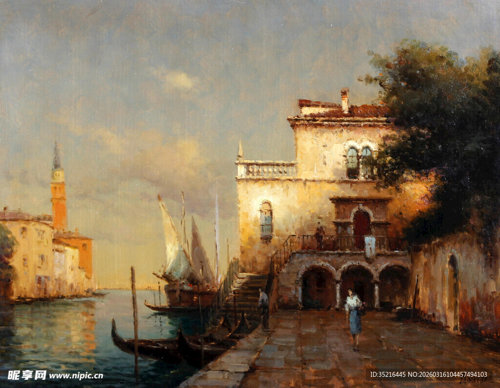 威尼斯河畔的古典景致