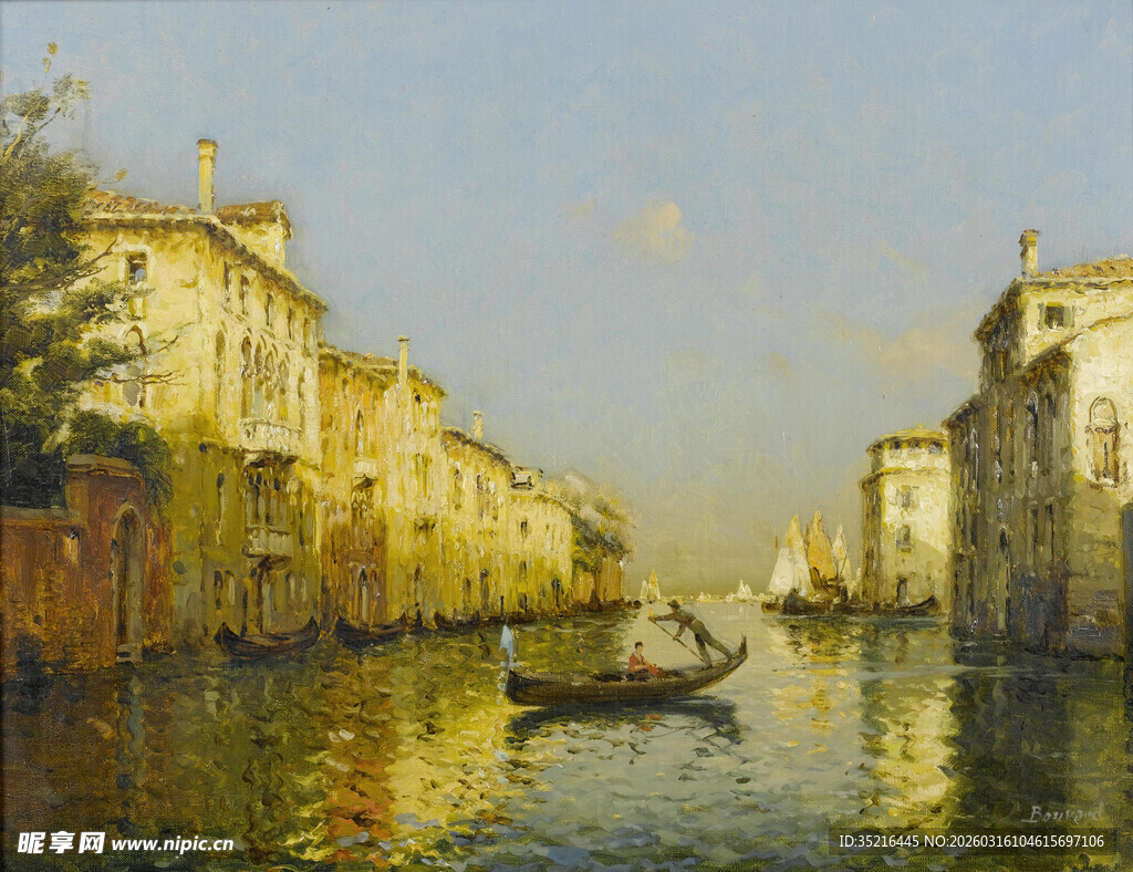 威尼斯水道上的小船