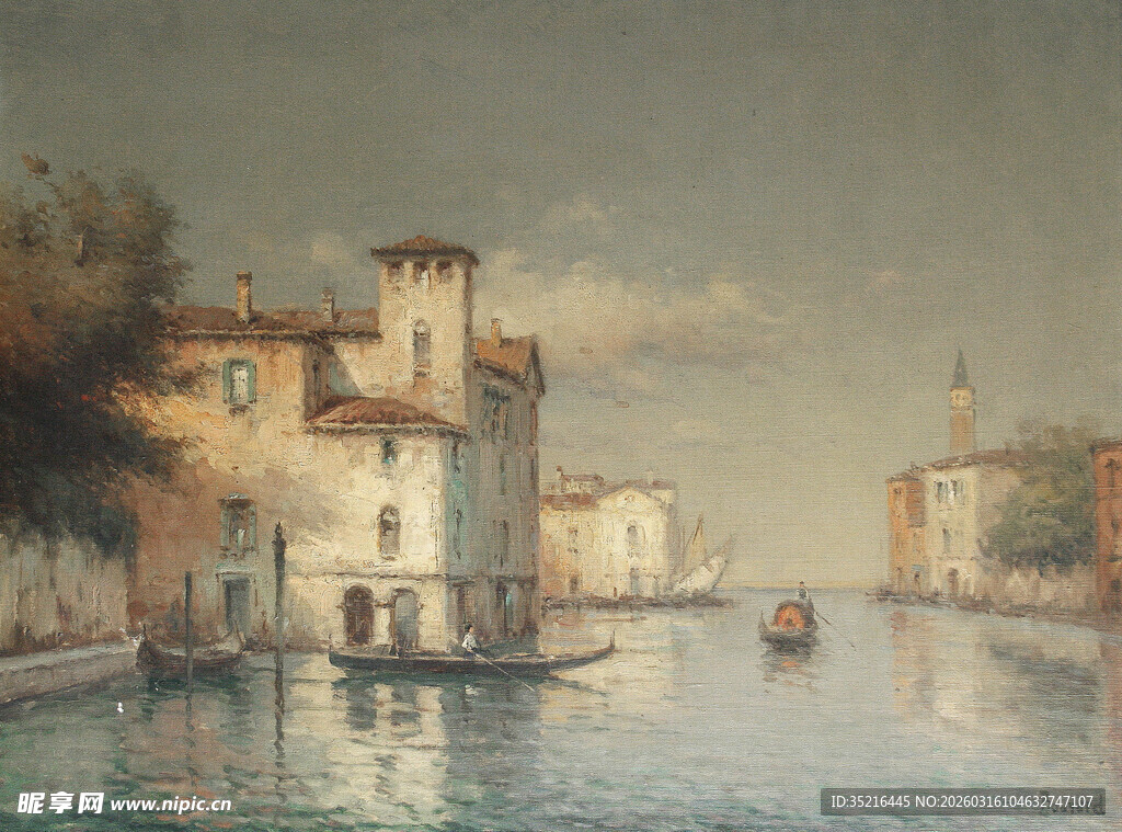 威尼斯河畔的静谧风光