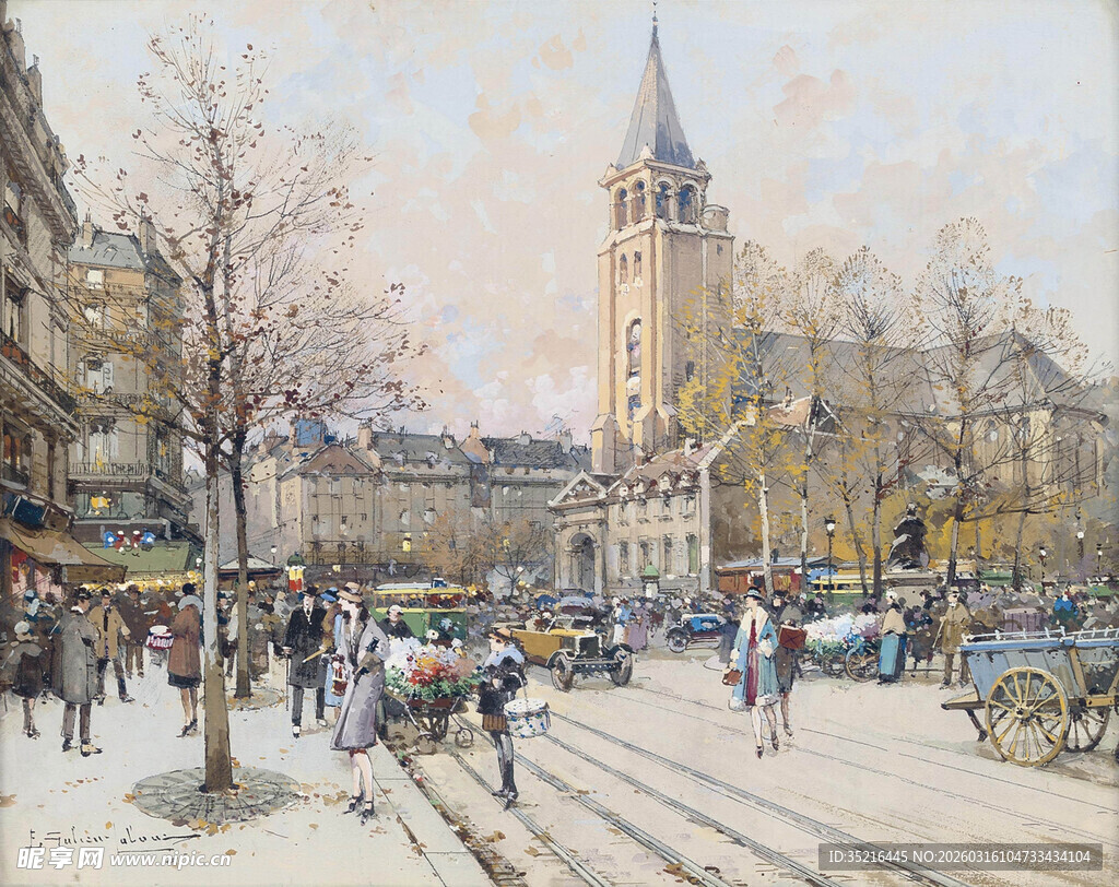 城市街景中的热闹冬日景象