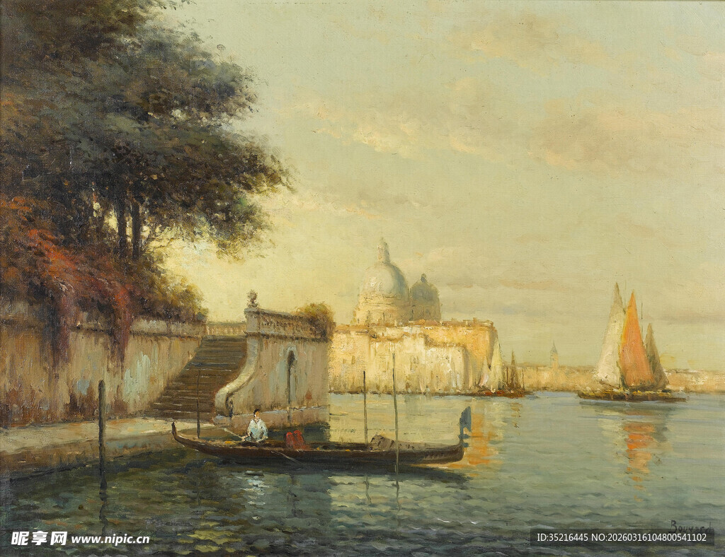 威尼斯河畔的宁静风光