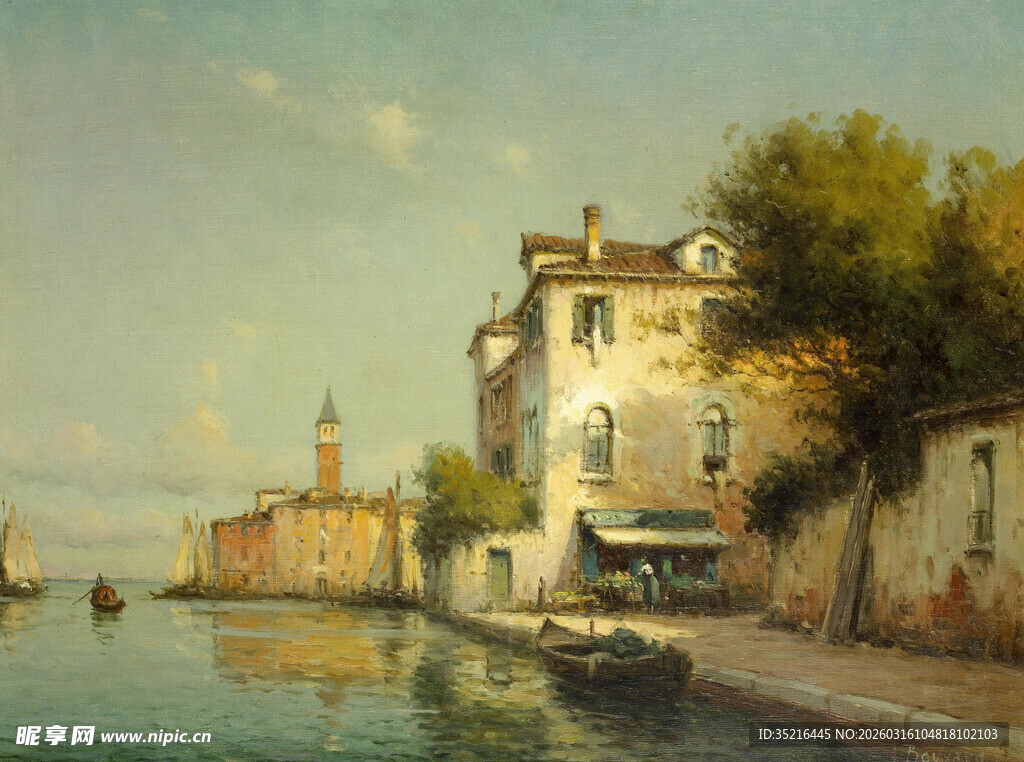 威尼斯河畔的静谧风景