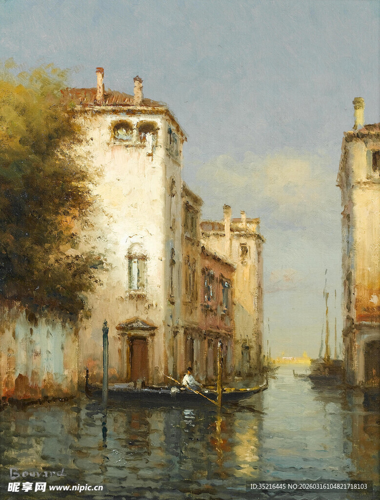 威尼斯河畔古老建筑风景