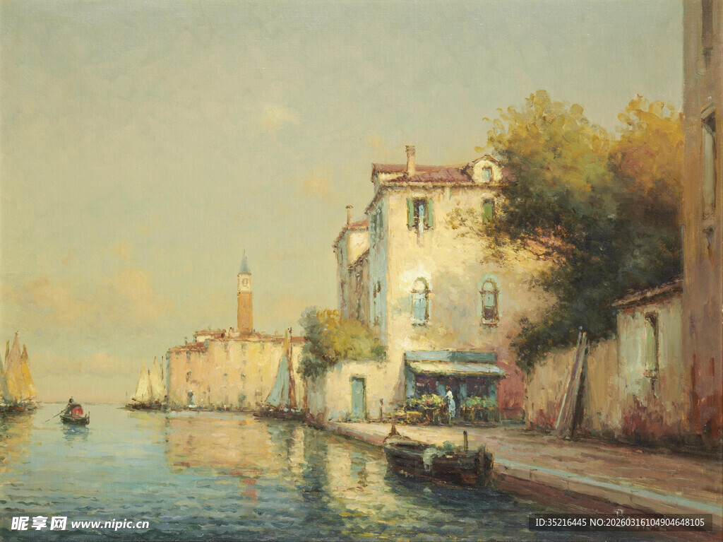 威尼斯河畔的静谧风光