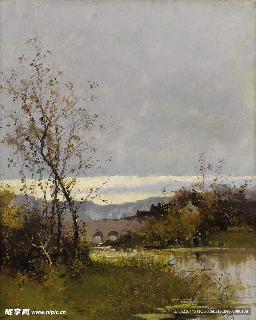 秋日郊野风景油画