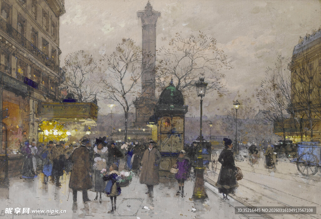 雪天城市街头热闹景象