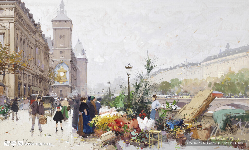 街头热闹的集市景象