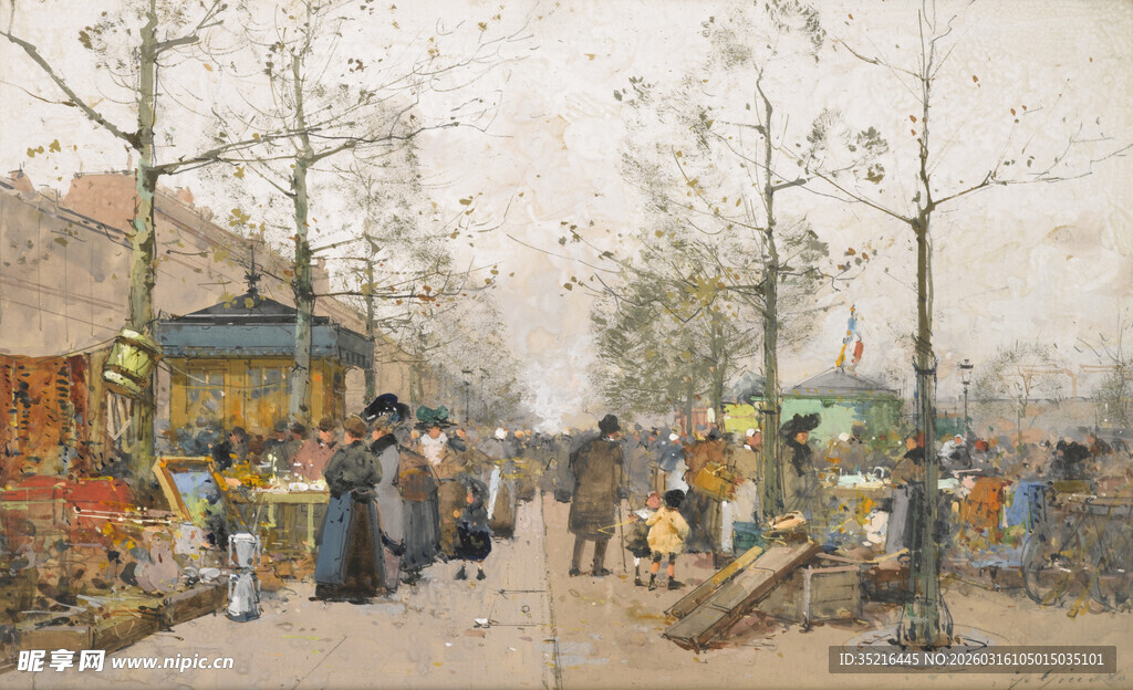 乡村集市热闹场景