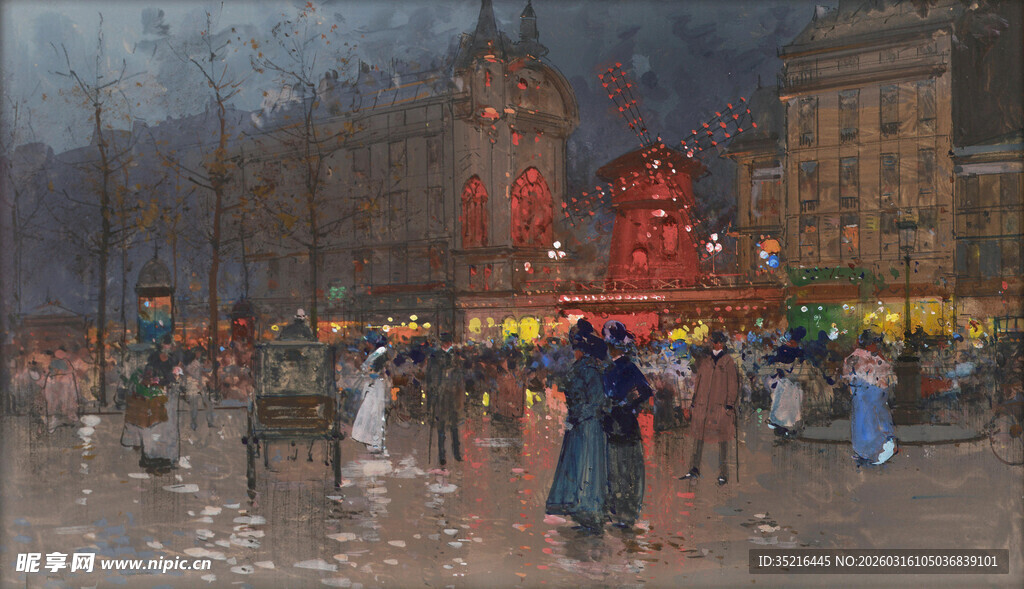 雨中城市街头热闹景象