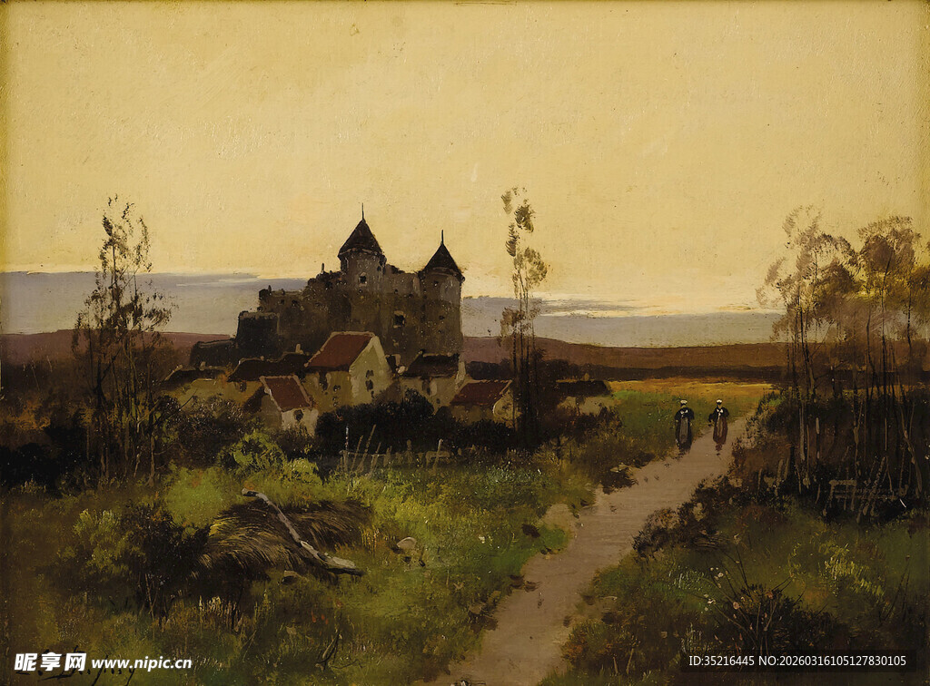 乡村小径旁的古朴房屋