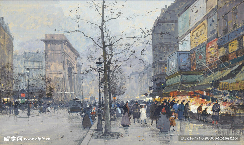 城市街头冬日热闹景象