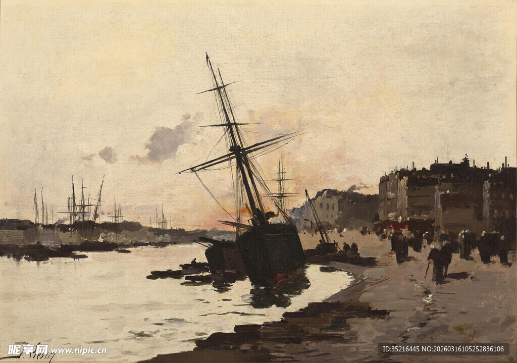 港口边的古老帆船景象