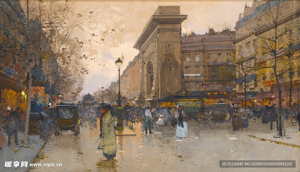 巴黎街头凯旋门风景