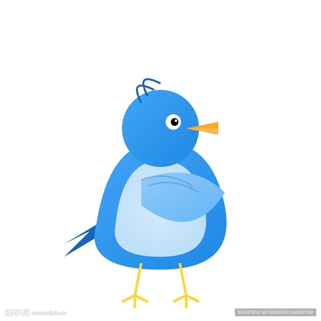 蓝色卡通小鸟