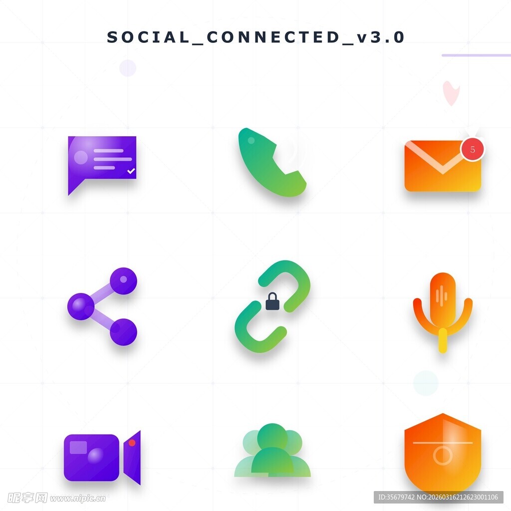多彩社交与媒体图标集合