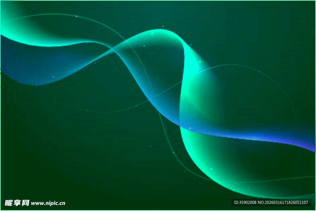 梦幻蓝绿渐变流动线条背景