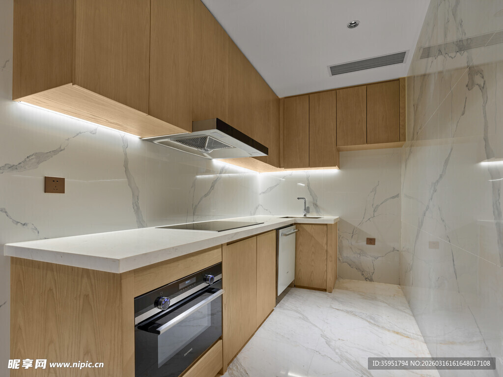 现代简约风开放式木质厨房