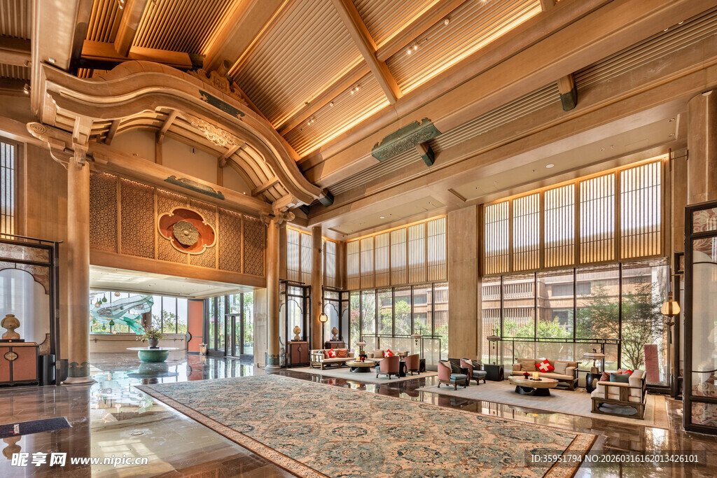 中式典雅大厅室内景观