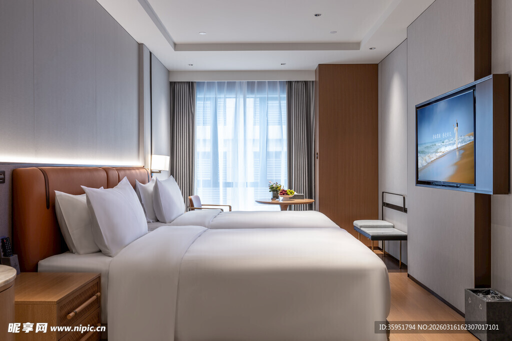 现代简约风格双床酒店客房