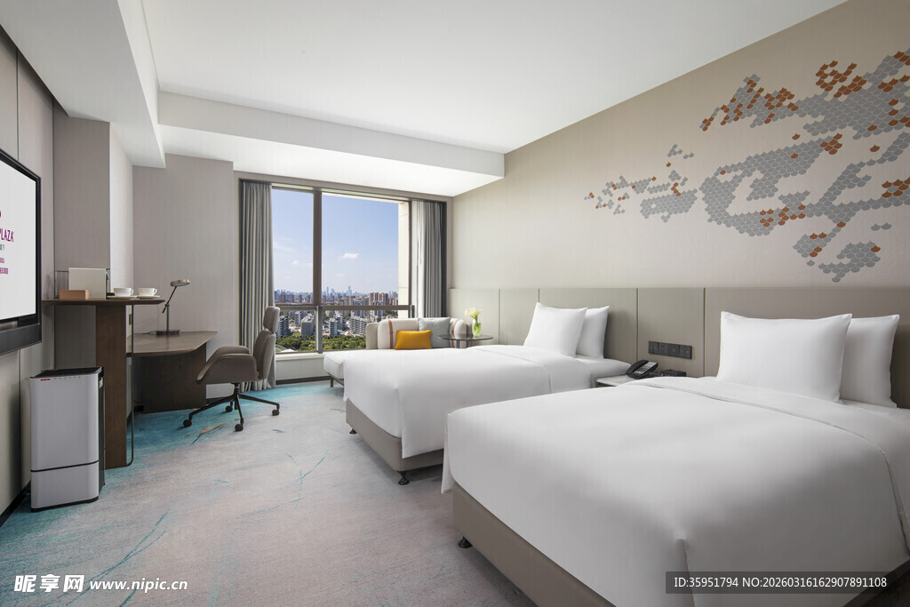 现代简约风格双床酒店客房